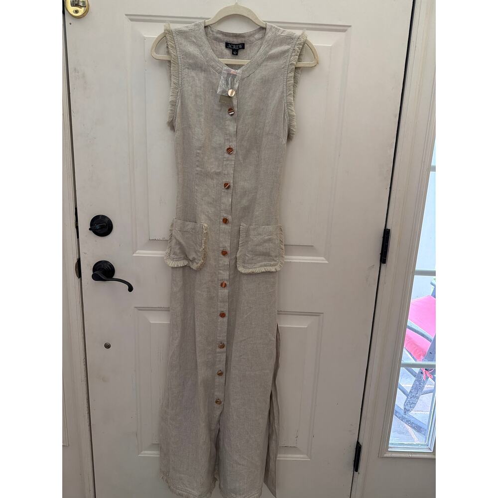 NEW J. Crew 100% Linen Maxi Dress Women's Size Small Old Money Quiet Luxury Chic - Picture 8 of 10